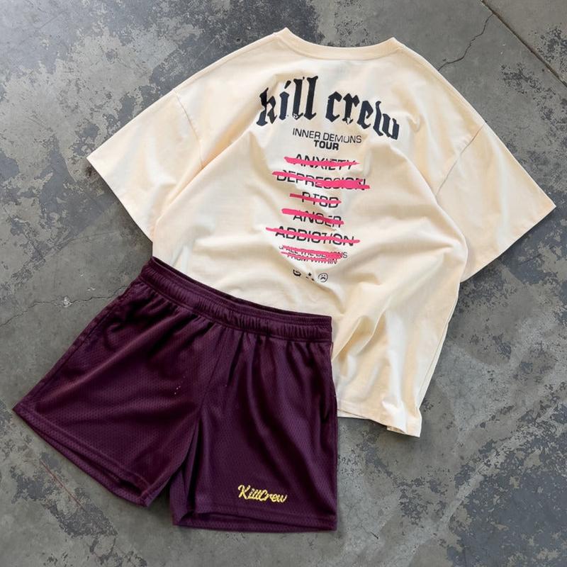 VENTED MESH SCRIPT SHORTS - MAROON   GOLD Menswear Elastic