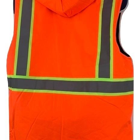 Safety fleece lining Vest - High Visibility Reflective Striking Clothes for Men winter warm hood