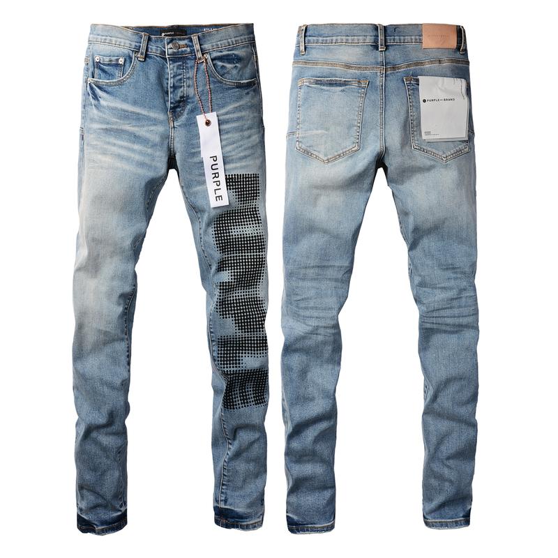 Purple brand Men's Jeans Casual Comfort Holes Fashionable Straight Skinny Slim Fit Jeans, Ripped Stretch Jeans Denim Pants