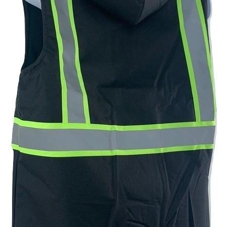 Safety fleece lining Vest - High Visibility Reflective Striking Clothes for Men winter warm hood