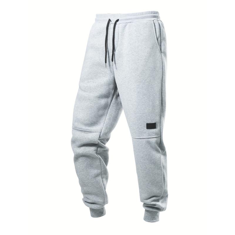 5pcs Fleece Lined Men's Solid Jogger Sweatpants With Drawstring, Casual Warm Sporty Trousers