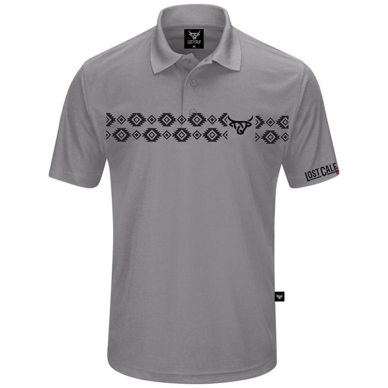 Aztec Polo - Light Grey