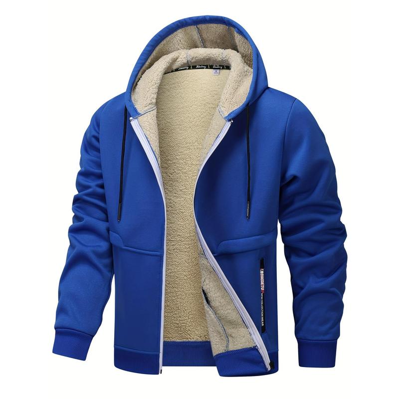 GW101 2024Men's Fleece-Lined Hooded Jacket - Casual, Stretchy & Breathable Zip-Up Coat for Fall Winter Outdoor Activitiesdandy