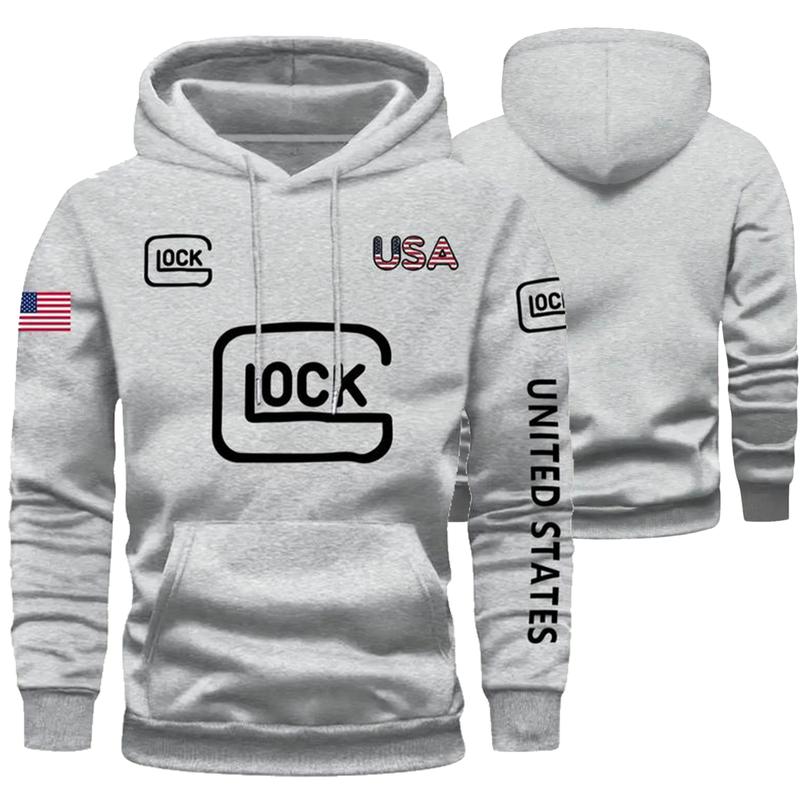 Glock Hoodie with USA Flag Design for Men, Classic Fit - Classic