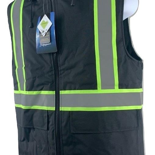 Safety fleece lining Vest - High Visibility Reflective Striking Clothes for Men winter warm hood