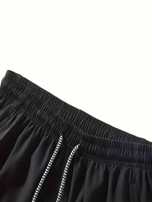 Men's Solid Zipper Pocket Drawstring Waist Shorts, Regular Fit Casual Breathable Shorts for Summer, Men's Bottoms for Daily Wear