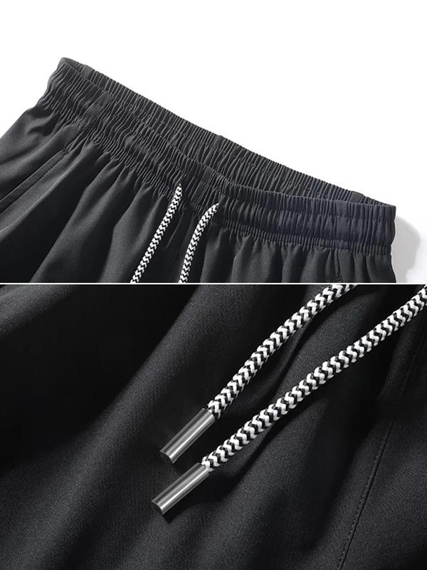 Men's Solid Zipper Pocket Drawstring Waist Shorts, Regular Fit Casual Breathable Shorts for Summer, Men's Bottoms for Daily Wear