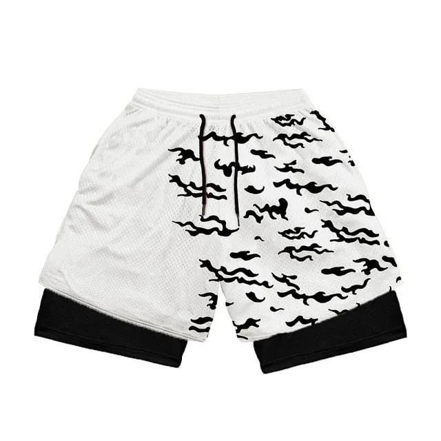 Hammanli Naruto shorts, 3D digital printed 2-in-1 board shorts, men's summer 2024