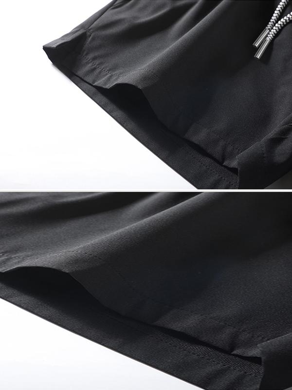 Men's Solid Zipper Pocket Drawstring Waist Shorts, Regular Fit Casual Breathable Shorts for Summer, Men's Bottoms for Daily Wear