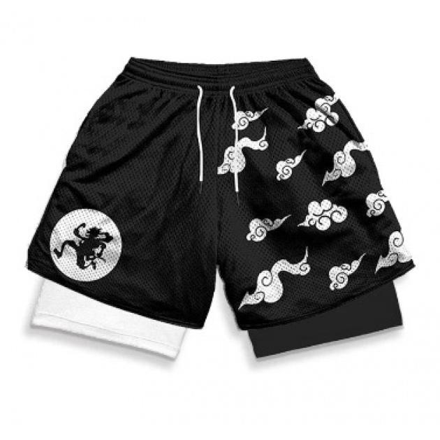 Hammanli Naruto shorts, 3D digital printed 2-in-1 board shorts, men's summer 2024