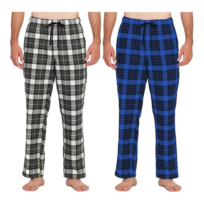 2-Piece Men's Ultra Plush Soft Comfy Jersey Knit Plaid Lounge Pajama Sleep Pants Cotton Loungewear Menswear Nightwear  Stylish Home wear Pajama Comfortable and Stylish Essentials for Men's Relaxation Comfort Casual