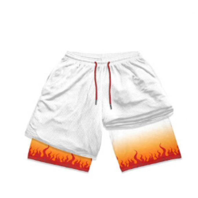 Hammanli Naruto shorts, 3D digital printed 2-in-1 board shorts, men's summer 2024