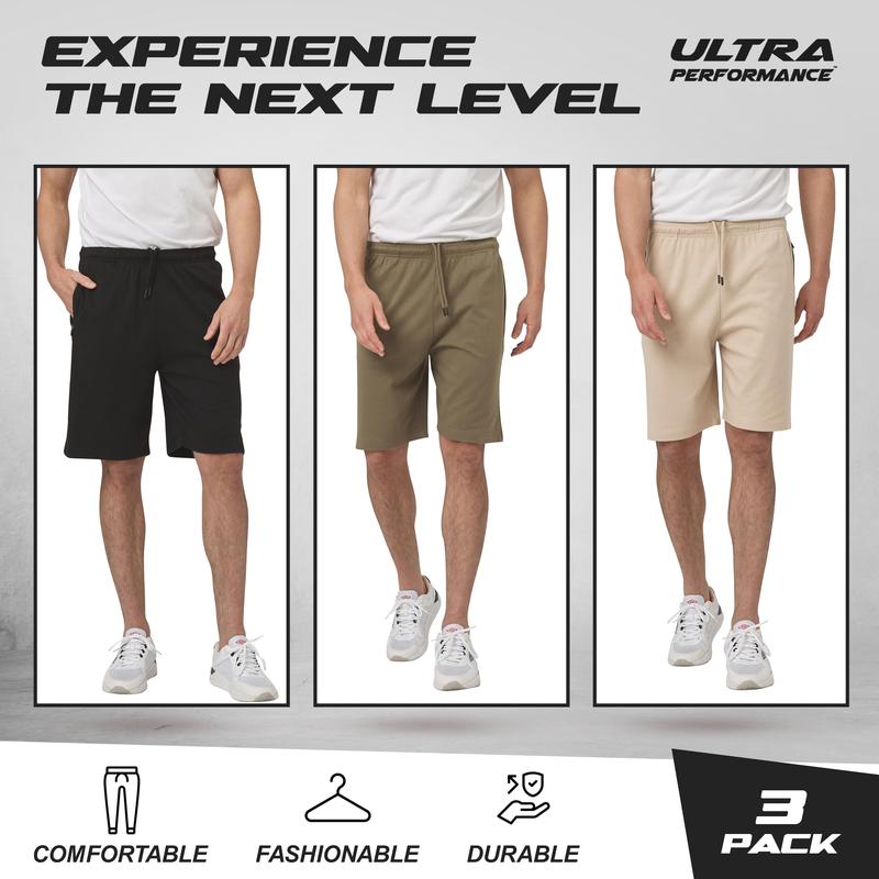 Ultra Performance 3 Pack Mens Shorts Casual Men's Athletic Short Workout Gym Shorts for Men with Zipper Pockets, Small - 5X