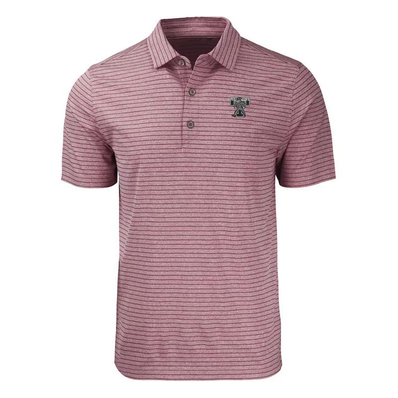 Texas A&M Aggies Vault Forge Eco Heathered Stripe Stretch Recycled Polo - Heather Maroon, Men Football NCAA Polo Shirt Trendy 2024,Classic Football Polo Shirt, Gift For Men