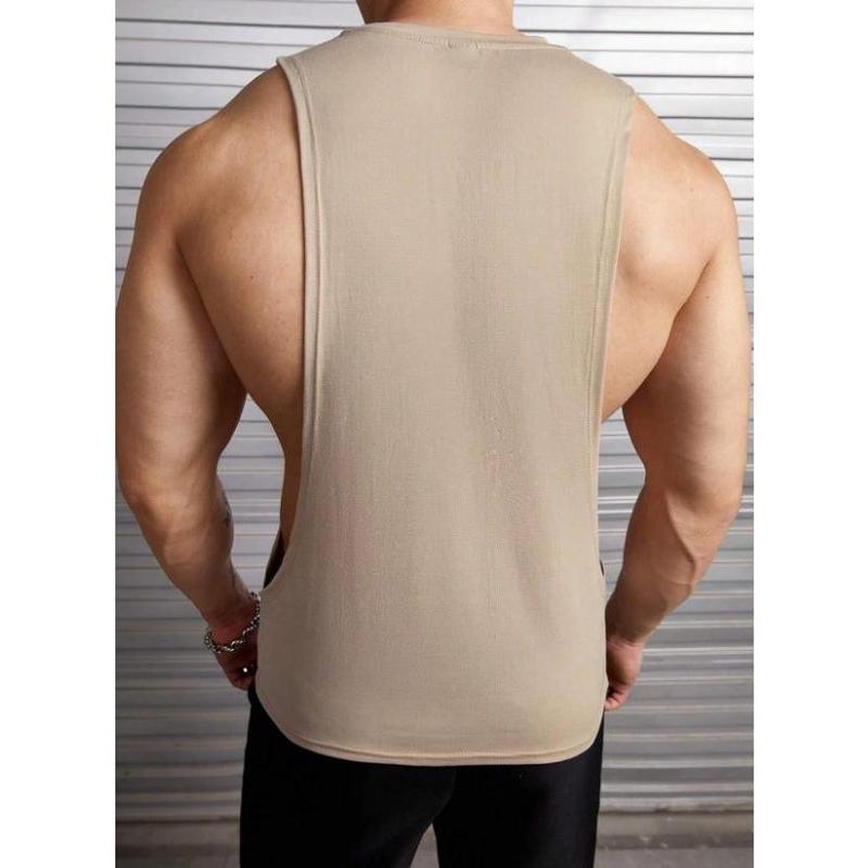 Men Letter Patched Detail Two Tone Tank Top