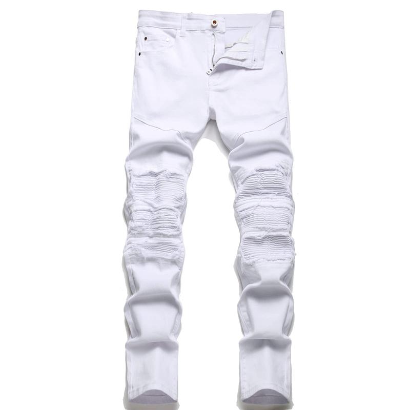 Men's Ripped Slim Fit Straight Leg Jean Denim Pant