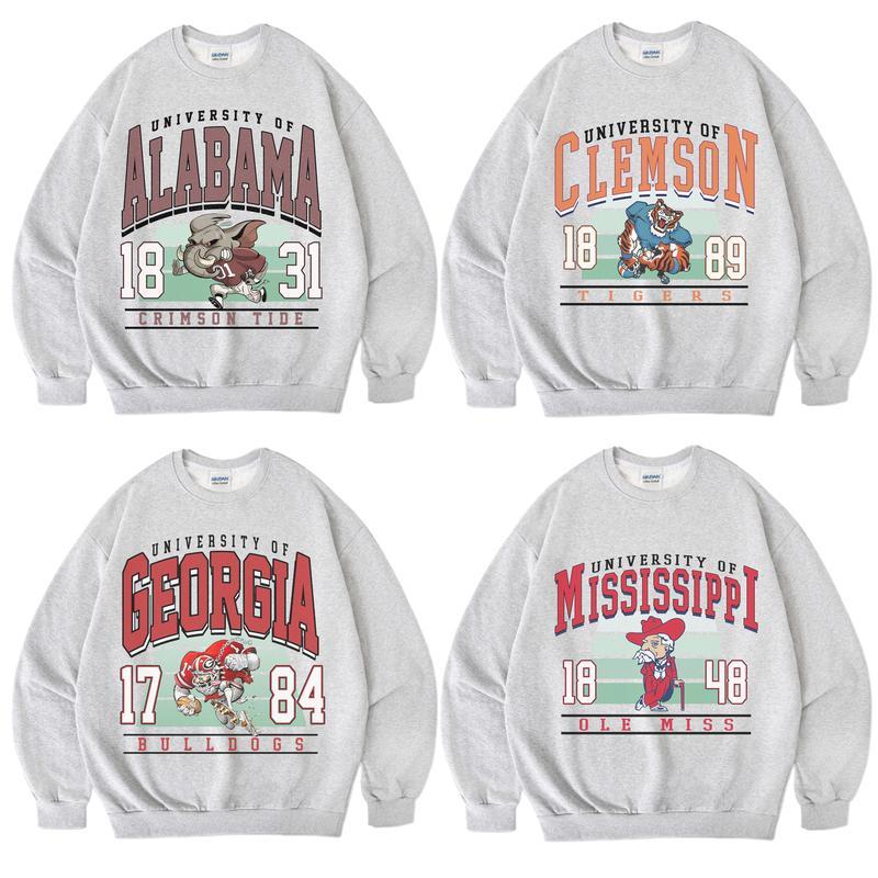 Retro NCAA All University Football Sweatshirt, Sport Crewneck for Mens, for Womens, Ash Color Fall Sweaters, MV Sweatshirt