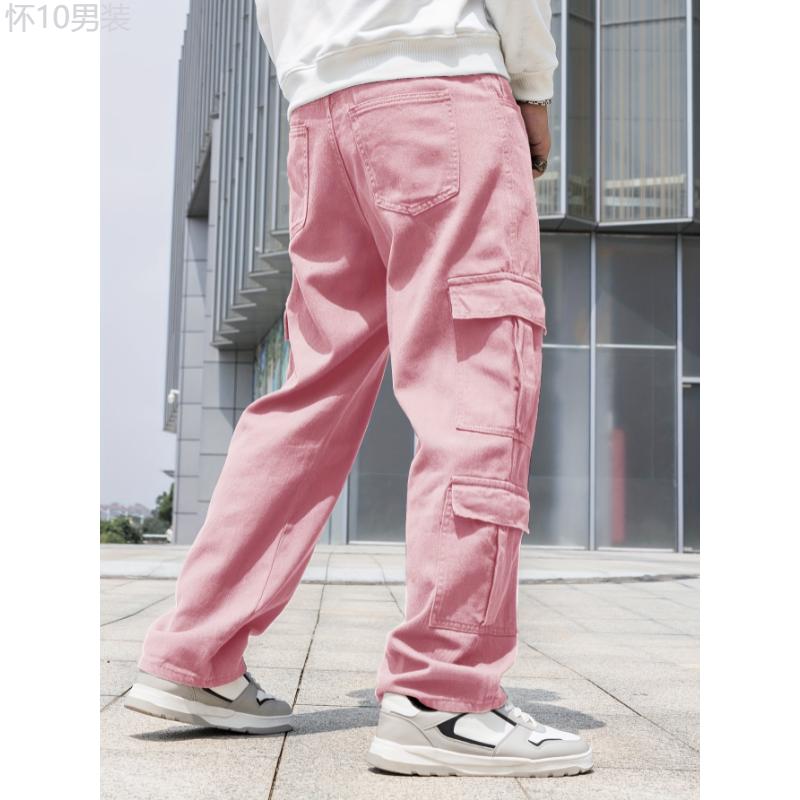 Men's Multi Pocket Cotton Cargo Jeans Menswear Casual