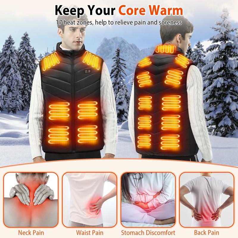 Heated Vest For Men Women, 17 Heated Zones 3 Heating Levels Winter, Men's Heated Jacket,Lightweight USB Rechargeable Men's Velvet casual hoodie bulletproof  vest