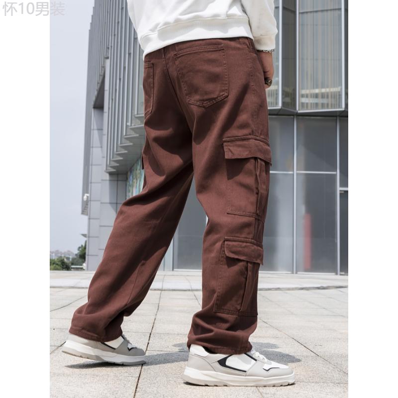 Men's Multi Pocket Cotton Cargo Jeans Menswear Casual