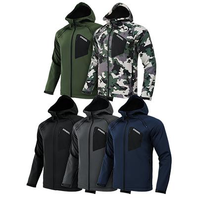 RODEEL Men's Soft-shell Long-Sleeve Fleece-Lining Wind-resistant Hooded Coat with Front-zip Menswear Zipper Tops Longsleeves Casual Jacket, Outdoor, Fishing 703