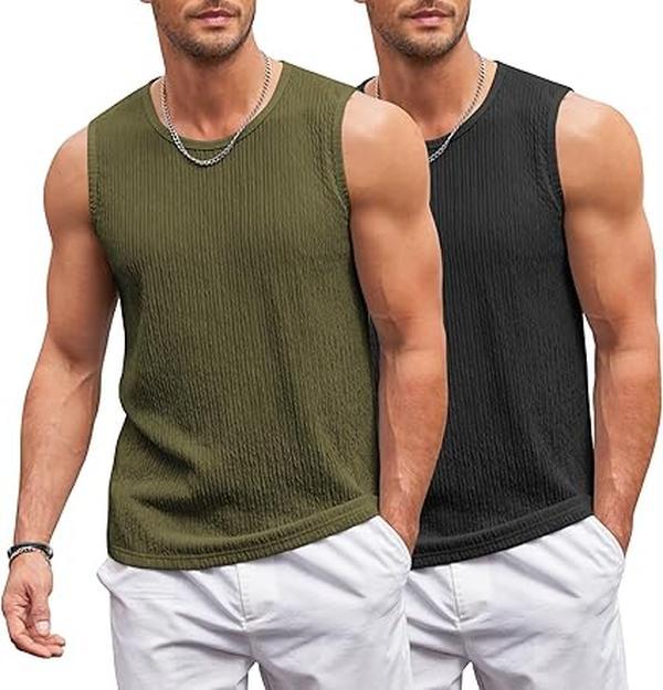 COOFANDY Men's Casual Knitted Sleeveless Comfortable Tank Top (Please size up)