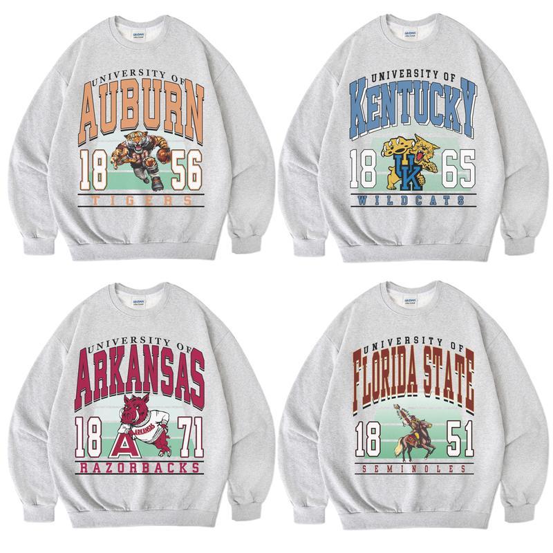 Retro NCAA All University Football Sweatshirt, Sport Crewneck for Mens, for Womens, Ash Color Fall Sweaters, MV Sweatshirt