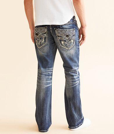 Men's Classic Rock Revival Straight Leg Jeans, High Waisted Jeans with Unique Embroidery, Y2K Straight Leg Jeans, Street Style Jeans