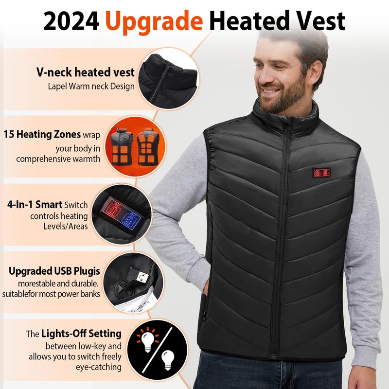 Heated Vest For Men Women, 17 Heated Zones 3 Heating Levels Winter, Men's Heated Jacket,Lightweight USB Rechargeable Men's Velvet casual hoodie bulletproof  vest