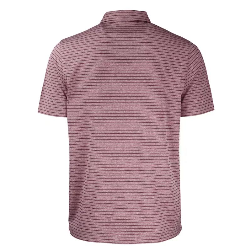 Texas A&M Aggies Vault Forge Eco Heathered Stripe Stretch Recycled Polo - Heather Maroon, Men Football NCAA Polo Shirt Trendy 2024,Classic Football Polo Shirt, Gift For Men