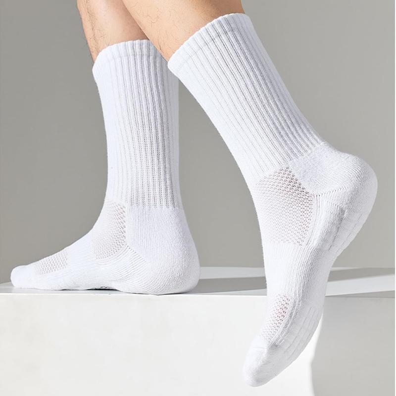 Mens White Black Crew Socks - Cotton Athletic Socks  Work Long Socks Casual 6 Pairs