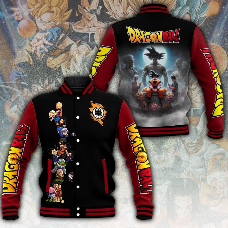 Dragon Ball Anime Baseball Jacket, Unisex Baseball Jacket, Trendy Varsity Jacket, Christmas Gift Trendy jacket