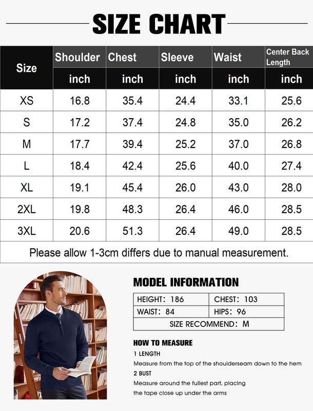 COOFANDY Men's Quarter Zip Up Sweaters Slim Fit Lightweight Mock Neck Pullover Casual Polo Sweaters