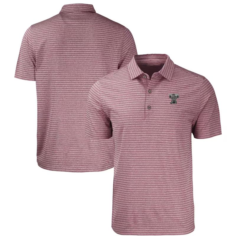 Texas A&M Aggies Vault Forge Eco Heathered Stripe Stretch Recycled Polo - Heather Maroon, Men Football NCAA Polo Shirt Trendy 2024,Classic Football Polo Shirt, Gift For Men