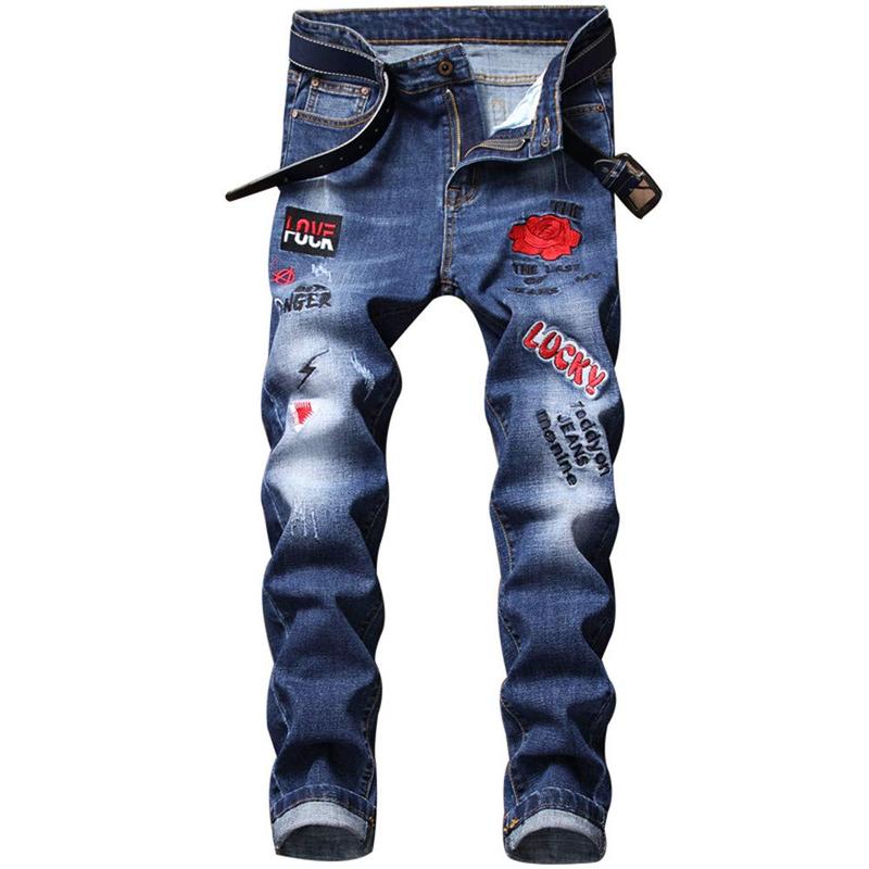 Men's Fashion Designer Jeans for men Distressed Slim Fit Street Style Denim Clothing Pants