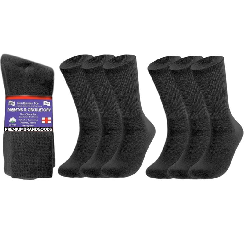 PBG 6 Pairs Physician-Approved Diabetic Compression Non Binding Socks for Men & Women, Multi-Color, 3 Sizes