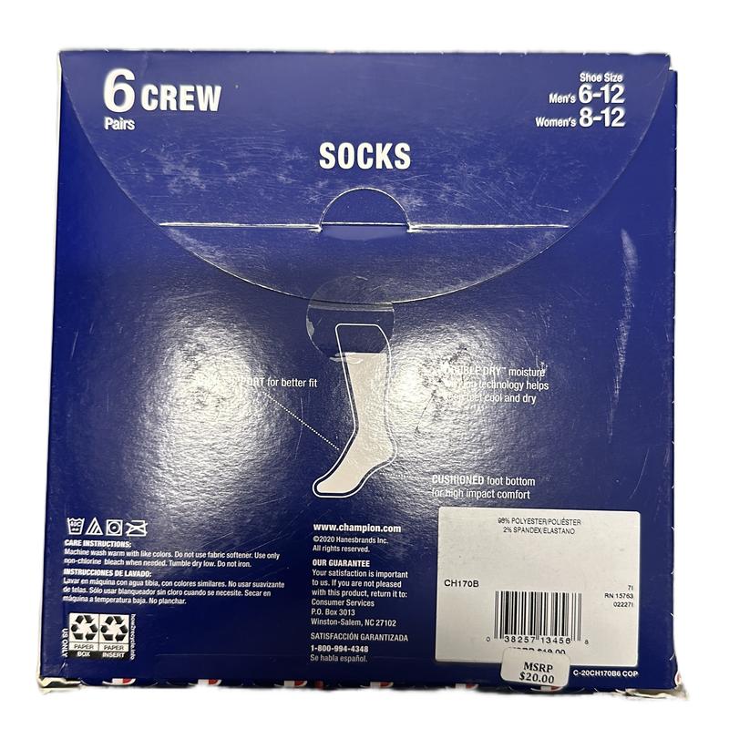 6 pairs Champion socks crew or ankle in gift box