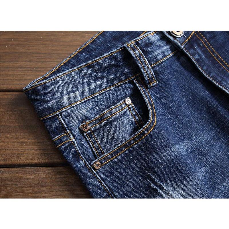 Men's Fashion Designer Jeans for men Distressed Slim Fit Street Style Denim Clothing Pants