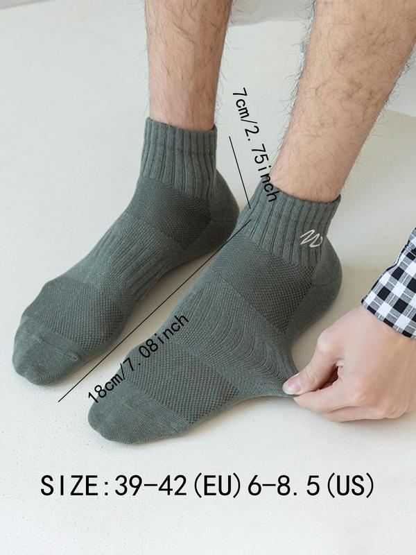 Men's Letter Embroidered Jacquard Low Cut Socks, Casual Comfy Breathable Socks for Daily Wear, Men's Socks for All Seasons