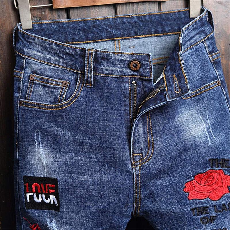 Men's Fashion Designer Jeans for men Distressed Slim Fit Street Style Denim Clothing Pants