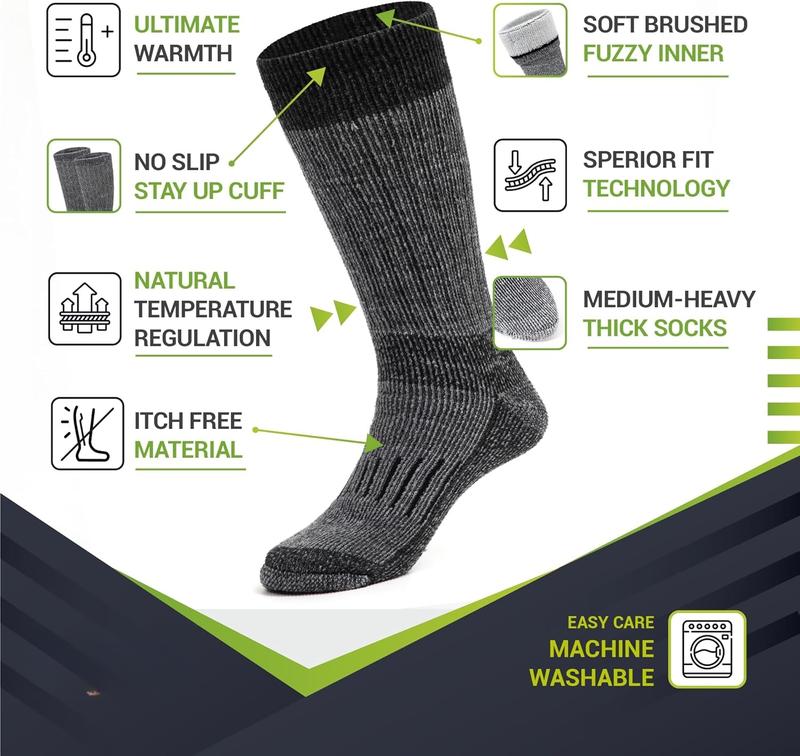 Warm Thermal  Socks for Winter  Wicking and Breathable Cozy Boot Socks