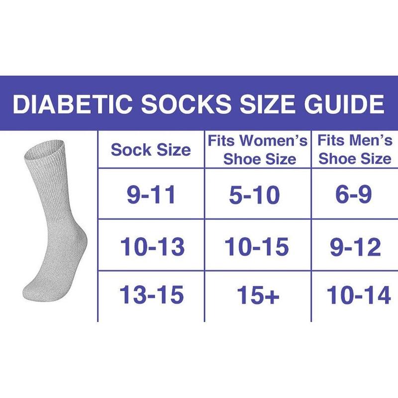 PBG 6 Pairs Physician-Approved Diabetic Compression Non Binding Socks for Men & Women, Multi-Color, 3 Sizes