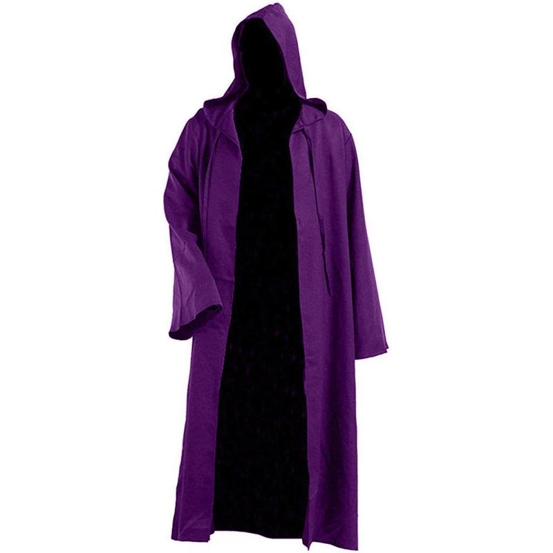 Long Hooded Wizard Witch Cloak for Halloween Cosplay Costumes Men Women Medieval Renaissance cape Monk Robe