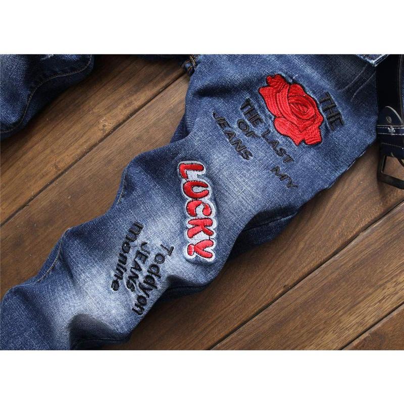 Men's Fashion Designer Jeans for men Distressed Slim Fit Street Style Denim Clothing Pants