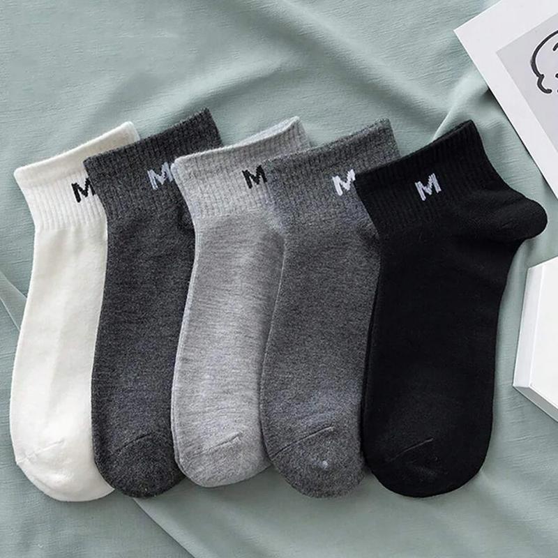 5 Pairs Men Bright Colored Ankle Socks Breathability Fashionable Casual Street Style Deodorizing Invisible Travel Running Socks