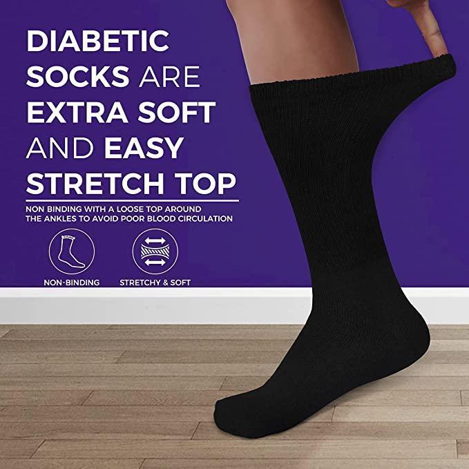 PBG 6 Pairs Physician-Approved Diabetic Compression Non Binding Socks for Men & Women, Multi-Color, 3 Sizes