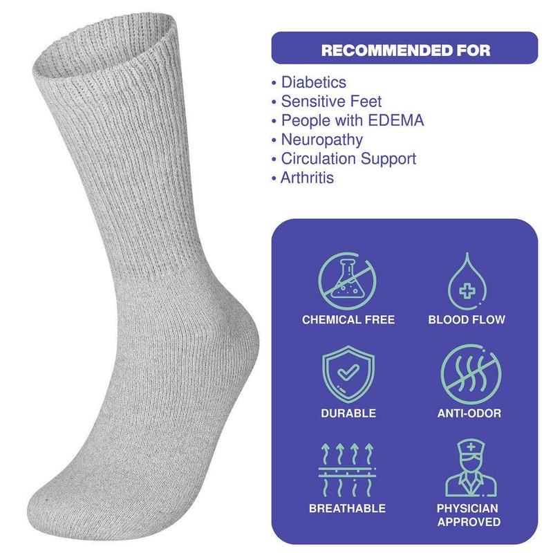 PBG 6 Pairs Physician-Approved Diabetic Compression Non Binding Socks for Men & Women, Multi-Color, 3 Sizes