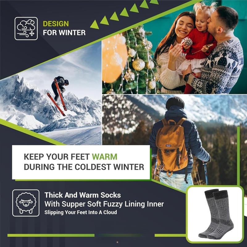 Warm Thermal  Socks for Winter  Wicking and Breathable Cozy Boot Socks