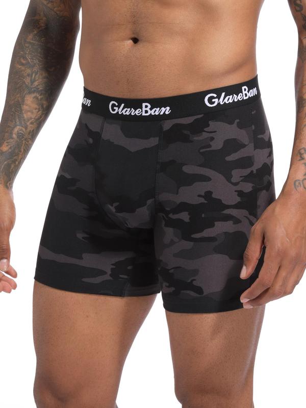 Men's Camo Print Letter Tape Boxer Brief, Casual Comfy Breathable Underwear for Daily Wear, Soft Underwear for Men, Boxer Briefs for All Seasons