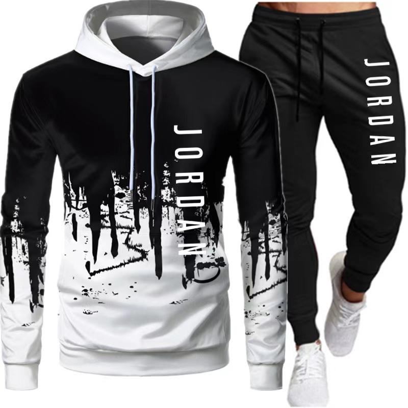 2024 New Men's autumn and winterhoodie set young men andwomen couples sports